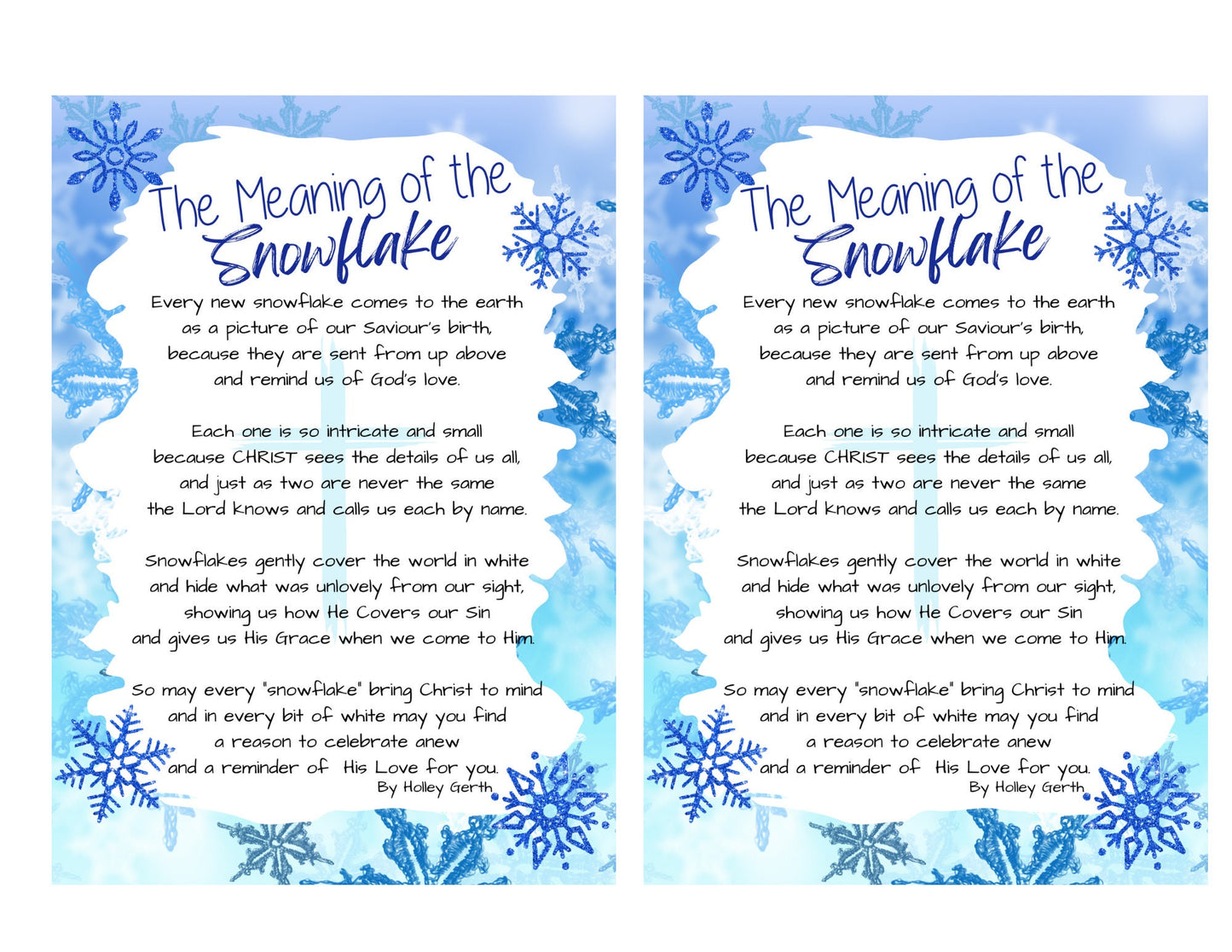 The Meaning of the Snowflake - Holiday Gift Card