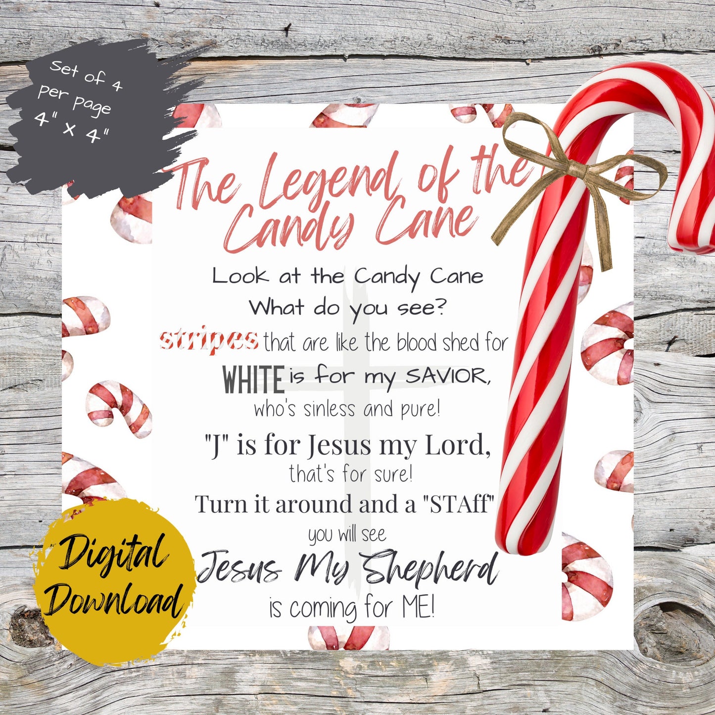 The Legend of the Candy Cane Christmas Gift Tag