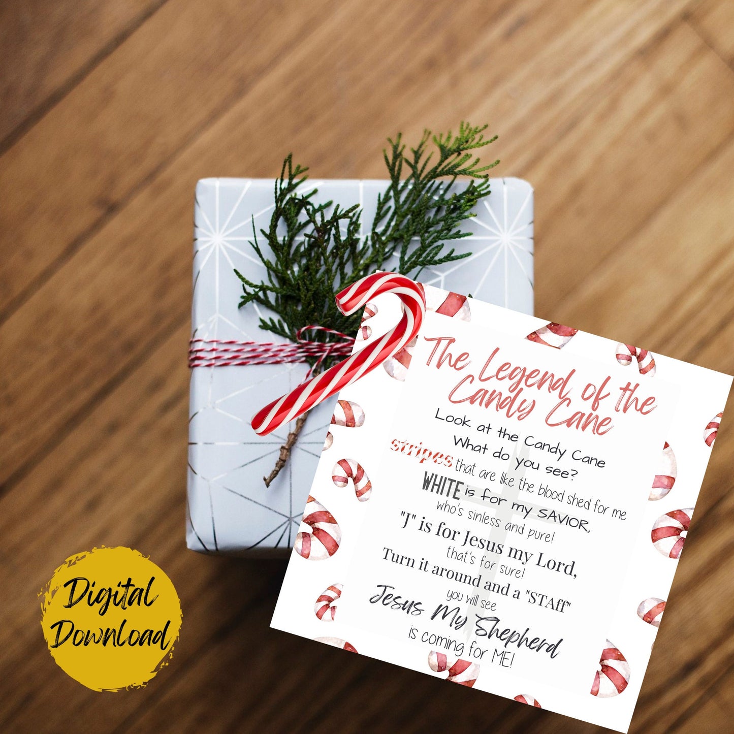 The Legend of the Candy Cane Christmas Gift Tag