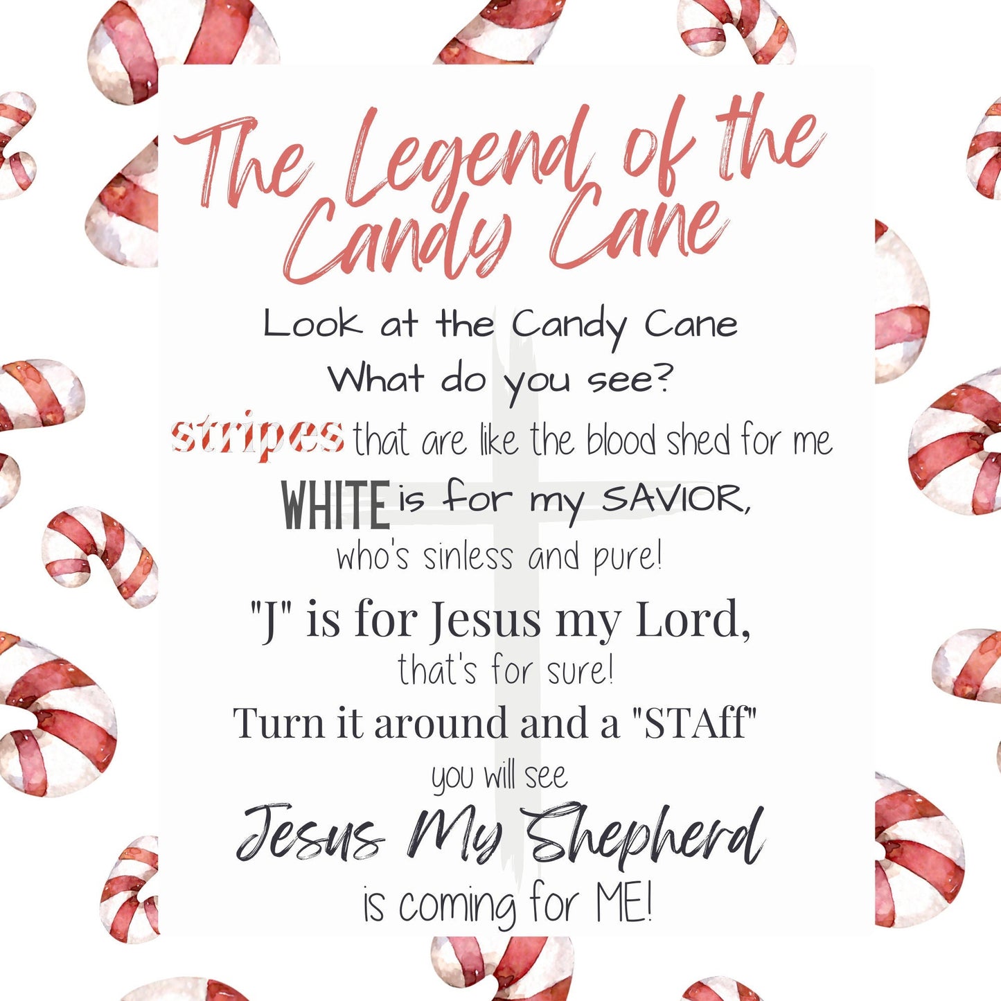 The Legend of the Candy Cane Christmas Gift Tag