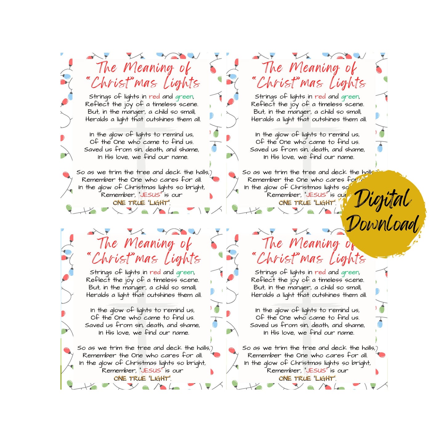 The Meaning of Christmas Lights Gift Tag