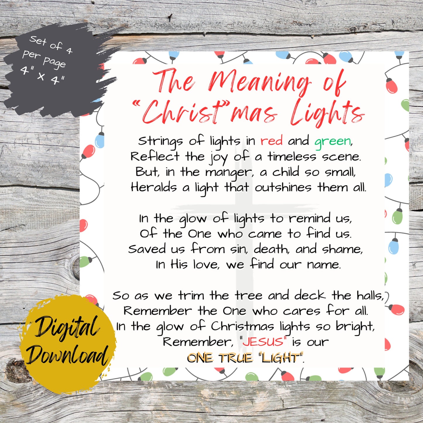 The Meaning of Christmas Lights Gift Tag