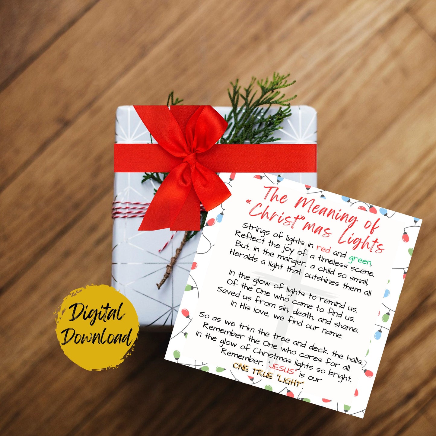 The Meaning of Christmas Lights Gift Tag